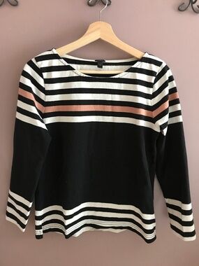 J.Crew black striped thick top
